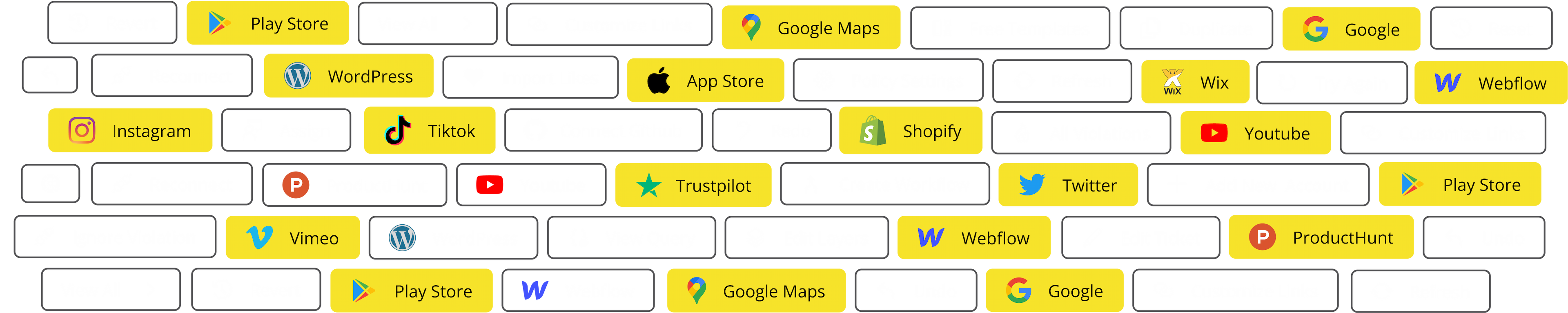Buttons List of Various Integrations